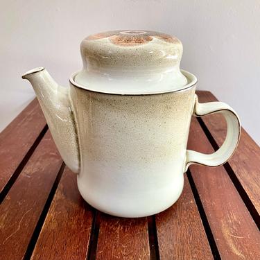 Vintage English Stoneware Teapot Tea Pot - Westbury by Denby, Denbyware, English Ceramic, Flower, Brown Beige Peach Pink, 1970s 