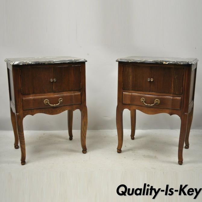 Davis Cabinet Company French Country Oak Marble Top Nightstand Tables A Pair From Vintage Philly Furniture Of Philadelphia Attic