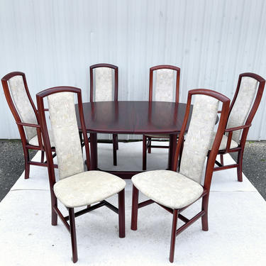 Danish Modern Rosewood Dining Set w/ Six Chairs & Table by Skovby 