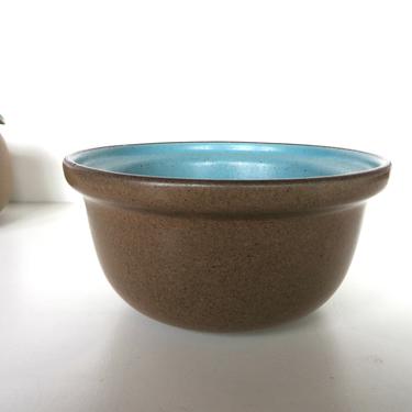 Heath Ceramics Small Bowl In Nutmeg and Turquoise, Edith Heath Coupe Bowl in Aqua and Brown 