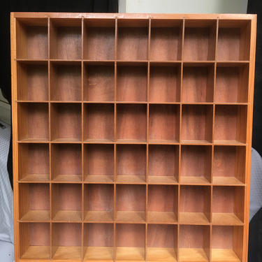 Vintage Wooden Open Display Case Wall Curio Shadow Box 42 Compartments by BellewoodDesignGoods