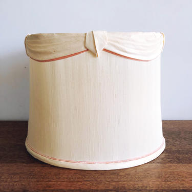 Vintage Cream Silk Lampshade with Pink Piping 