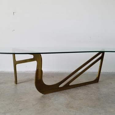 1980s Postmodern Art Handmade Metal Base Coffee Table. 