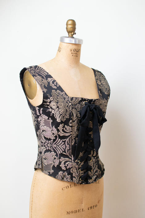 Vintage Morbid Threads Purple Brocade on sale Corset Top