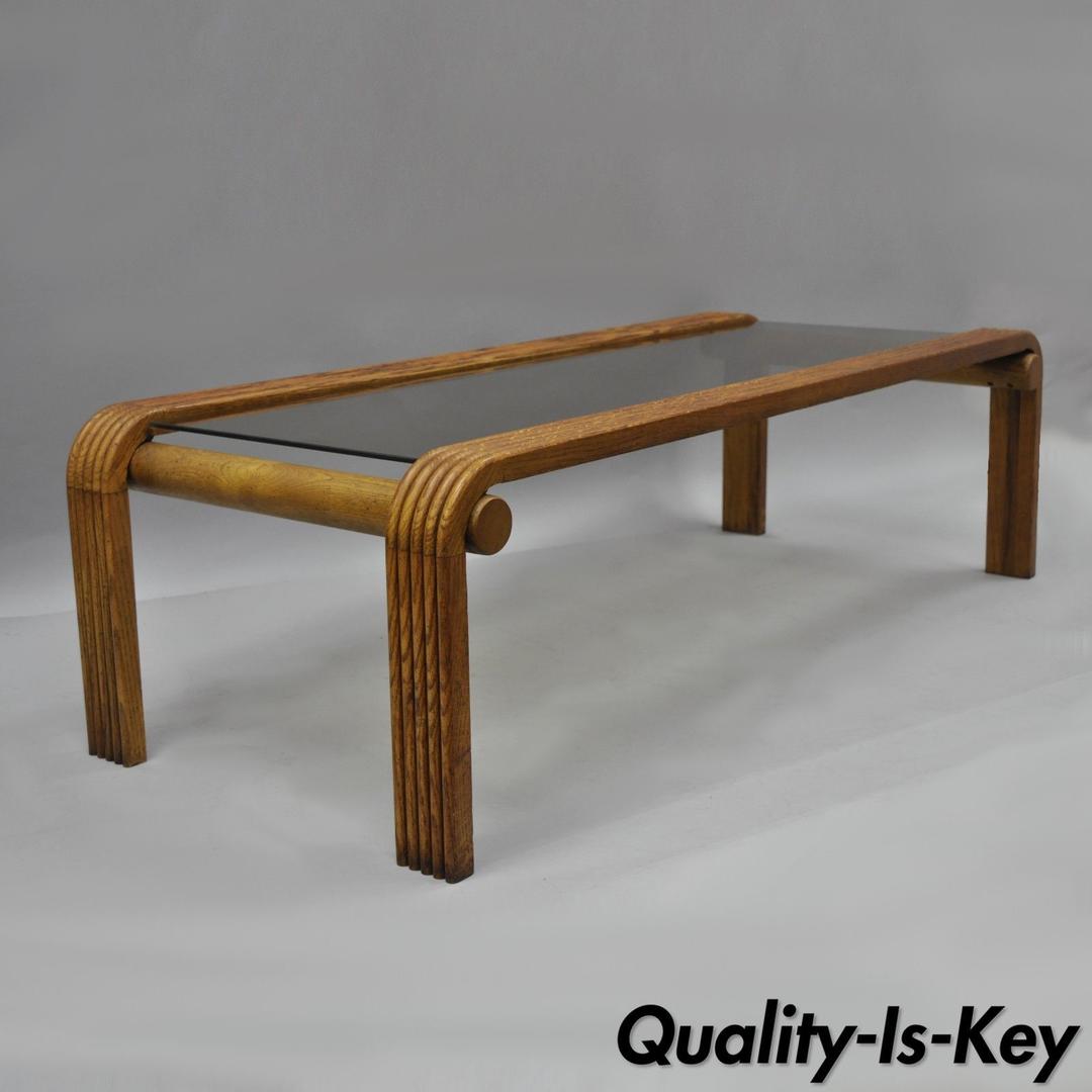 Vtg Mid Century Modern Oak Wood Floating Glass Coffee Table Quality is Key Philadelphia