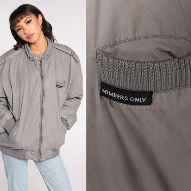 Grey MEMBERS ONLY Jacket 80s Zip Up Windbreaker Bomber Cafe Shop Exile Tucson AZ