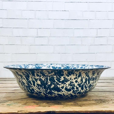 Graniteware Wash Basin | Vintage Wash Basin | Farmhouse Decor | Large Bowl 