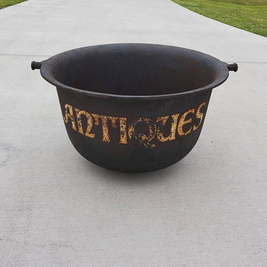 Large Antique Cast Iron Cauldron Pot 