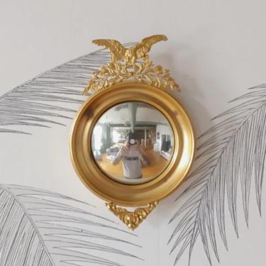 Vintage Wall Mirror, Convex, Gold Finish, Eagle, circa 60's 