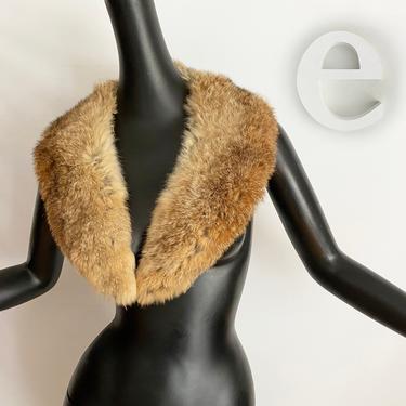 Genuine Long Rabbit Fur Collar • Vintage 50s 60s 70s • Rockabilly Pin Up • Great for a Sweater Coat Jacket or wear as an accessory   