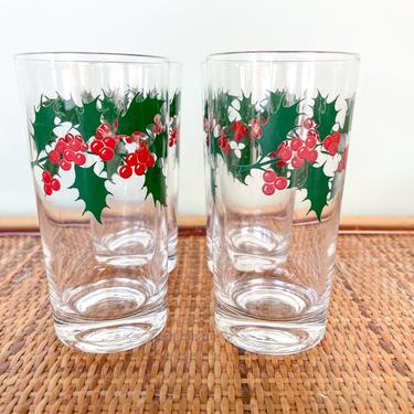 Set of Four Holly Glassware