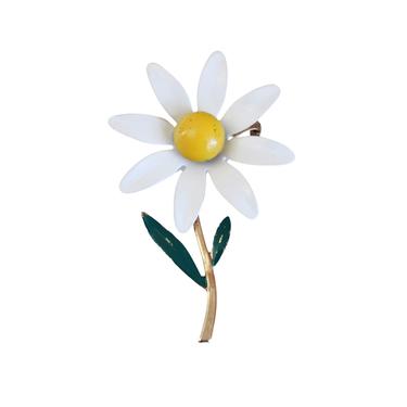 1960s White Daisy Enamel Brooch - Vintage Daisy Brooch - Vintage Mod Daisy Brooch - 1960s Enamel Flower Brooch - Vintage Daisy Flower Pin 