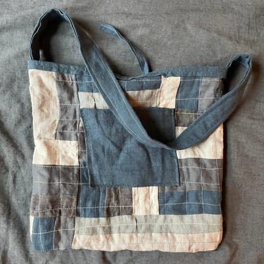Linen Patchwork Tote Bag 