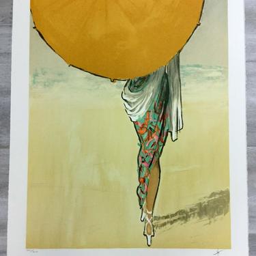 Art Deco Modern Unframed Rene Gruau Hand Signed Lithograph Le Parasol 