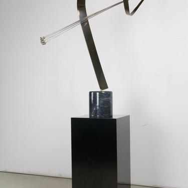 Curtis Jere Brass Spray Sculpture on Marble Base with Pedestal