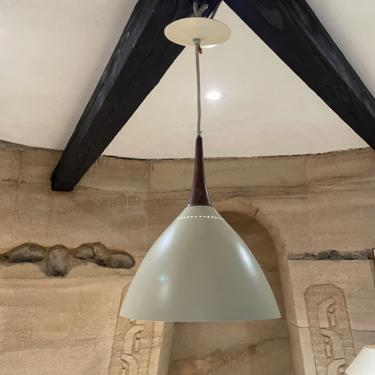 Simple White Perforated Cone Pendant Lamp Aluminum Brass &amp; Teak STILNOVO Italy 