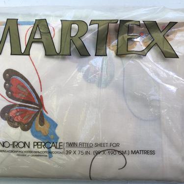 Vintage Hanae Mori Butterfly Fitted Twin Sheet, Still In Package 