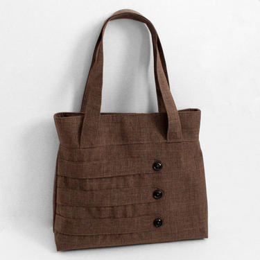 Medium Tote Bag with Decorative Straps in Brown Suiting 