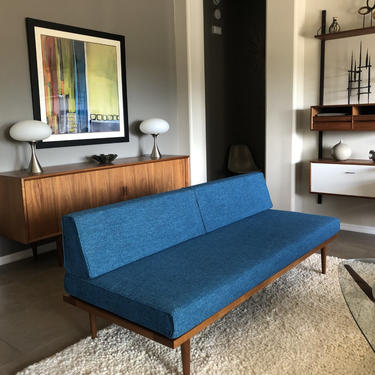 Custom Daybed 34&quot; depth x 74&quot; long  with  Lifestyle Deep Water fabric for Claire 