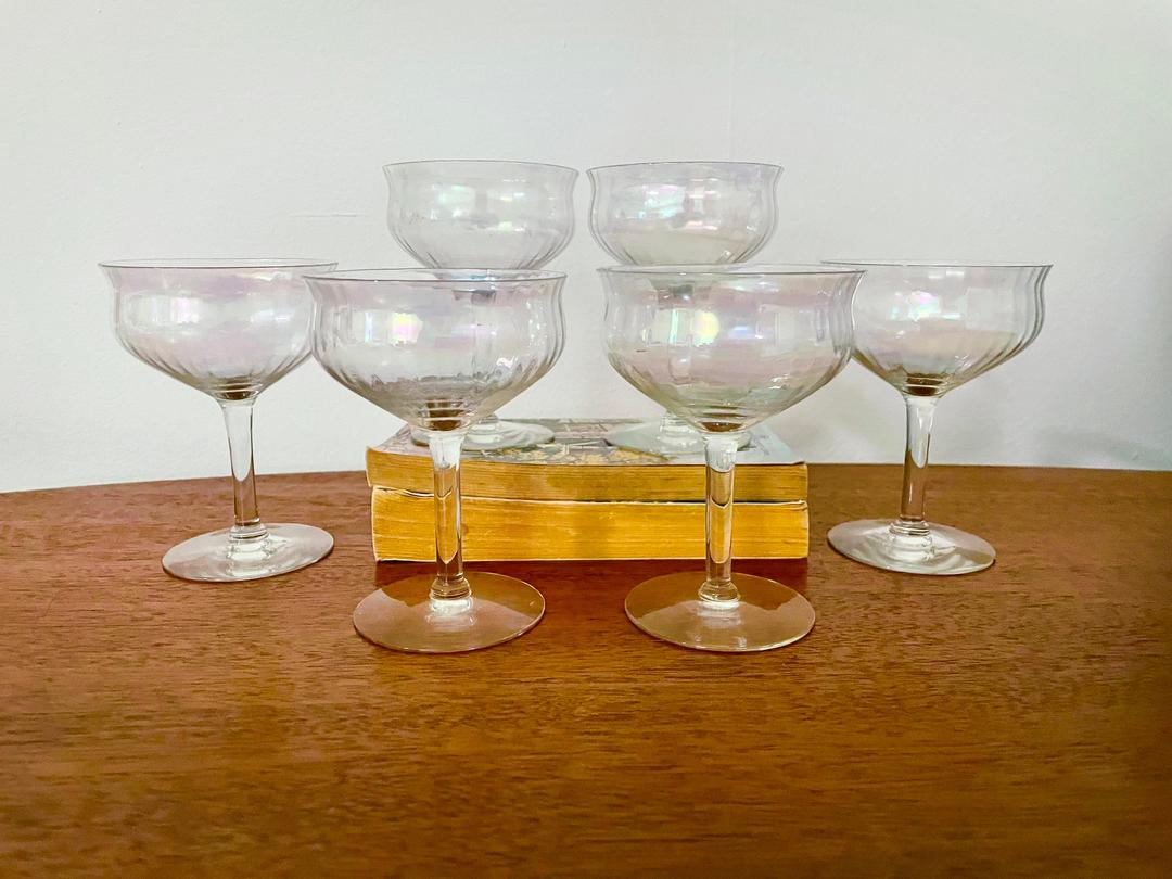 6 Vintage Silver Rimmed Wine - Champagne Glasses, Libbey, 1950's Silver  Rimmed Libbey Champagne Cocktail glasses, Champagne Toasting Glasses