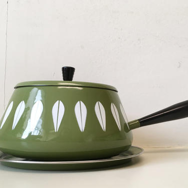 Cathrineholm Enamel Green Avocado Fondue Pot Norway Mid-Century