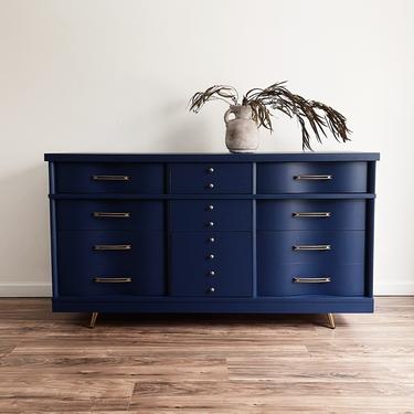 Mid Century Modern Blue Dresser 