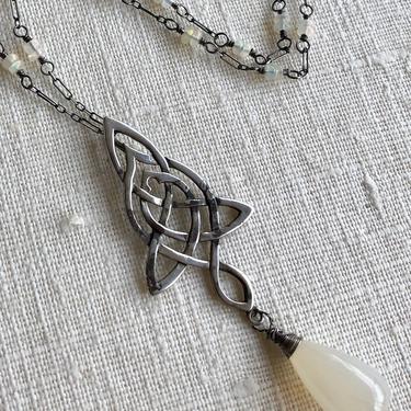 Light of the Golden Wood [sterling silver, moonstone, Welo opal] 