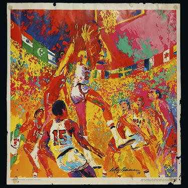 1976 Leroy Neiman Poster Basketball Olympics NBA Vintage Burger King Promo Poster Art 