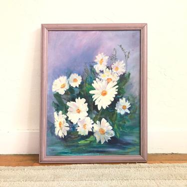 Vintage Lavender Floral Oil Painting 