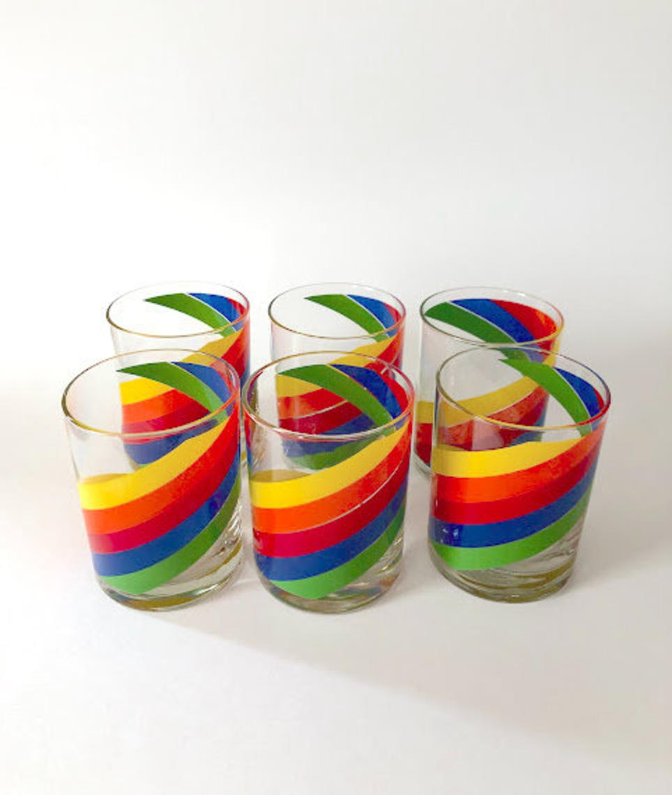 Fabulous Vintage Cera Rainbow Lo Ball Rocks Glasses Circa 1970s | Retro ...