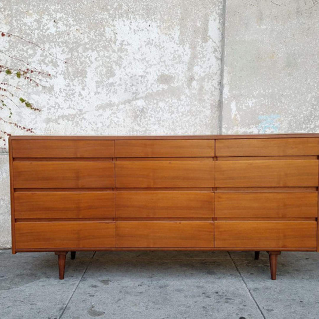Teak Danish modern vintage 12 drawer dresser Sunbeam Vintage
