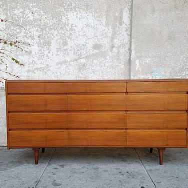 Teak Danish modern vintage 12 drawer dresser 