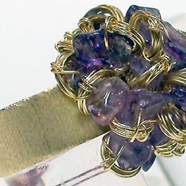 Brazil Ring &quot;Brillo 3&quot; Wired Brass with Violet Stones by CafeSocietyStore