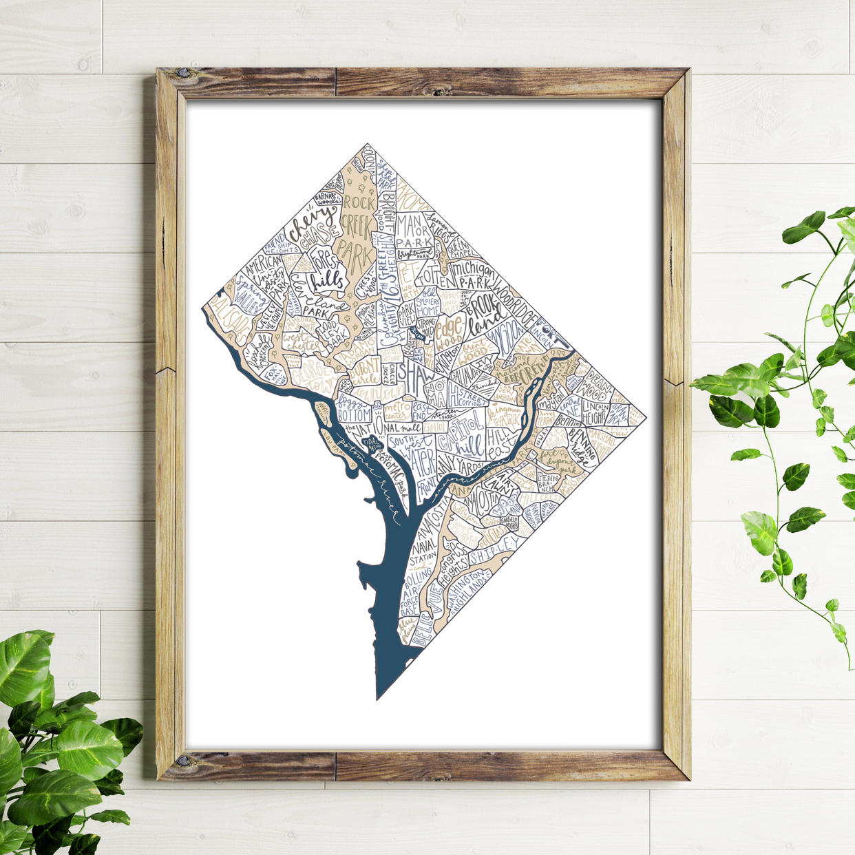 Art Print // Washington, DC Neighborhoods Map // 5x7 + 8x10 | Billie ...