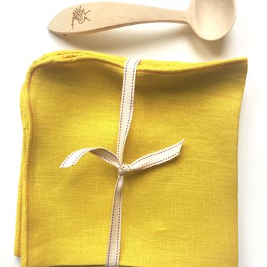 Yellow Linen Napkins, Cloth Dinner, Wedding, Bright Color Table Linens 