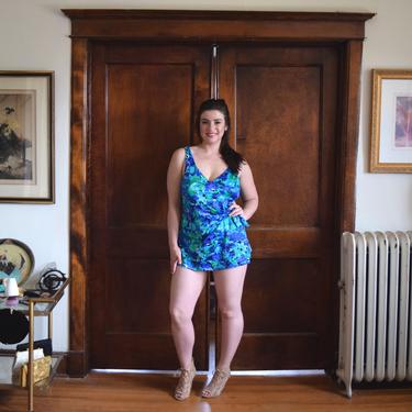 Skirted Swimsuit | Blue Swimsuit | One Piece Swimsuit | Pin Up Swimsuit | Plus Size Swimsuit | Size XLarge Swimsuit XL | Size 16 Swimsuit 1X 