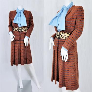 Kay Windsor 1980's Tobacco Brown Boucle 2 Pc Blazer Skirt Set I Sz Sm I Parisian Designer De.non.no 