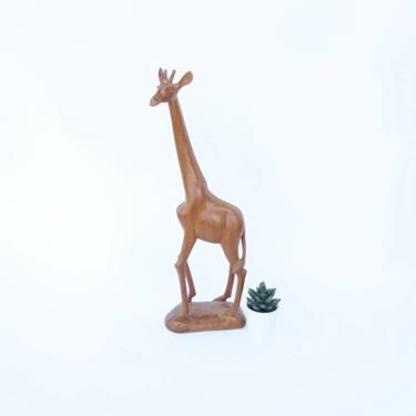 Hand Carved Vintage Wood Giraffe 