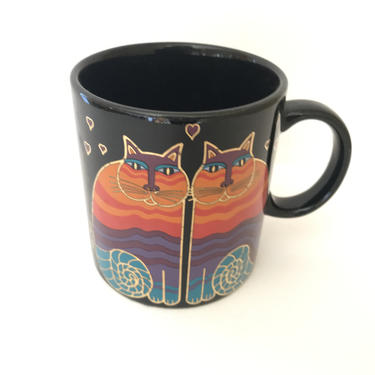 Vintage Laurel Burch Coffee mug featuring Rainbow cats in wonderful bright colors- 