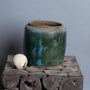 19th Century Green Salt Glazed Storage Jar from Borneo