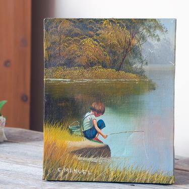 Framed Original Painting on Canvas of a boy fishing - arts & crafts - by  owner - sale - craigslist