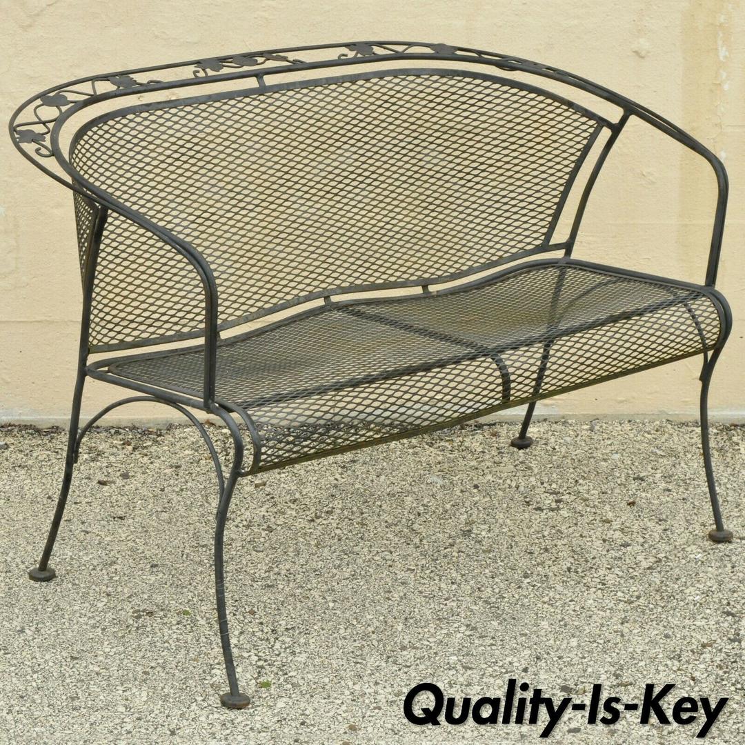 Vintage Woodard Briarwood Wrought Iron Garden Patio Barrel Back Settee
