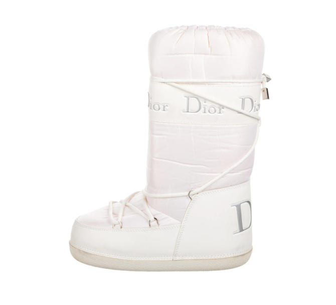 Christian Dior Vintage Big Logo Lace-up Snow Boots #35-37 US7 Pink Nylon  RankAB