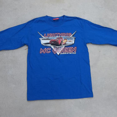 Vintage T-Shirt Cars Pixar Disney XS Boxy Tee Long Sleeves Lightning McQueen 2000s 