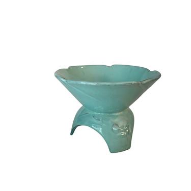 MCM Turquoise Footed Bowl, Gracetone by Frankoma 