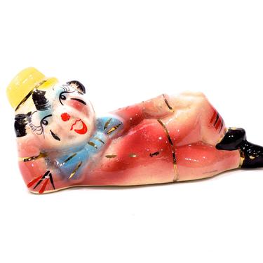VINTAGE: Ceramic Clown Figurine - Handcrafted - Hand Painted - Gift Idea - SKU 24-D-00010462 