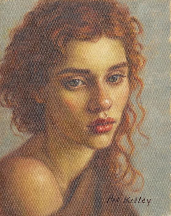 VINTAGE ORIGINAL PAINTING, oil painting, social realism, vintage, portrait, female portrait, hot Beautiful girl, 1991, artist S. Ostapenko