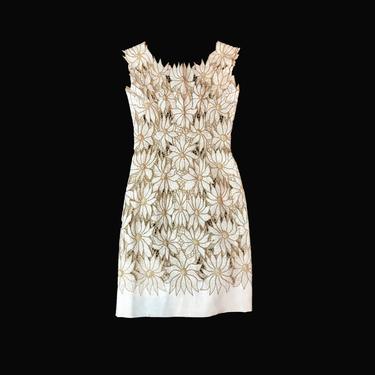 Vintage 1960s Sexy Mod Dress Embroidered Cutout flowers Size S M 