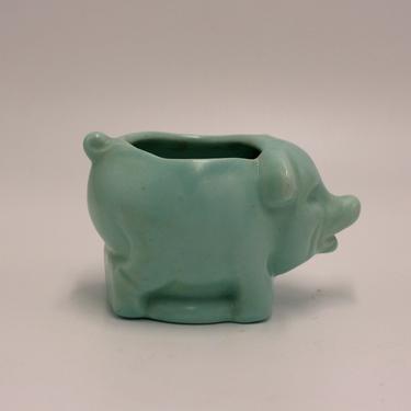 vintage ceramic blue pig planter 