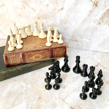 Vintage Chess Set, Lucite Pieces, No Board, Chess Game, Gambit 